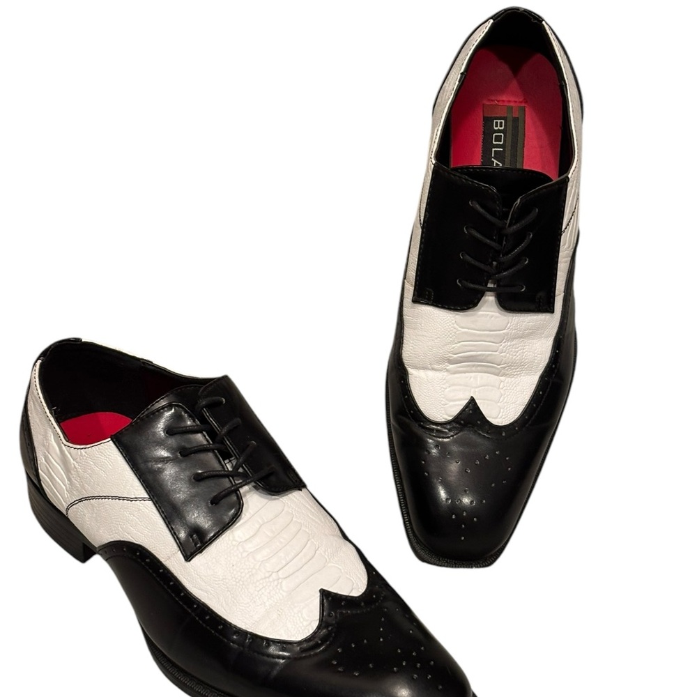 Black and White Wingtip Oxford Shoes
